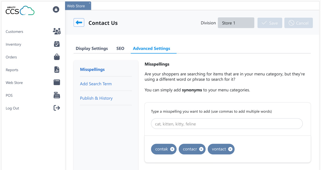 screenshot of Ability Web Store